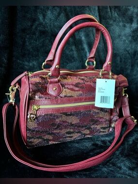 NWT Betsey Johnson Sequined Camo Satchel Bag